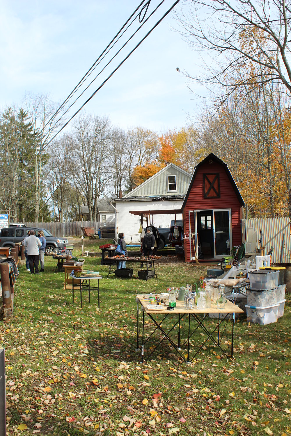 A recent Sunday at Route 652 Roadside Finds. The pop-up shop in Beach Lake, PA sells items from tools to vintage clothing—including coats!